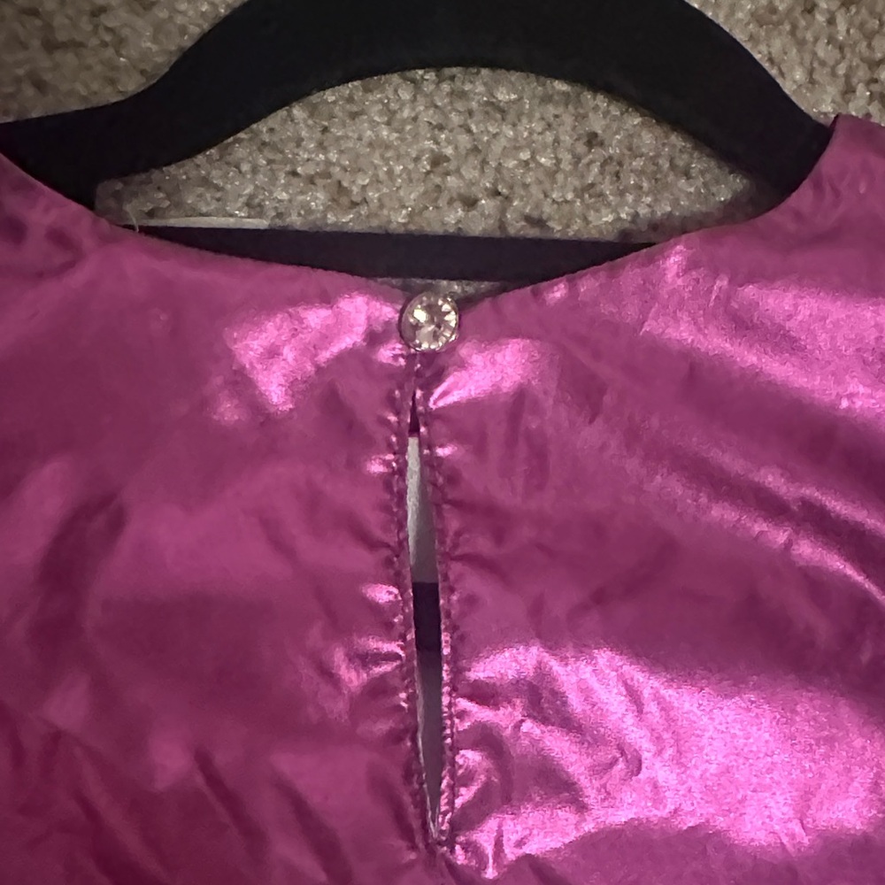 QOS- UEEN OF SPARKLES Shiny Pink and Purple Metallic Crop Top - Picture 5 of 5